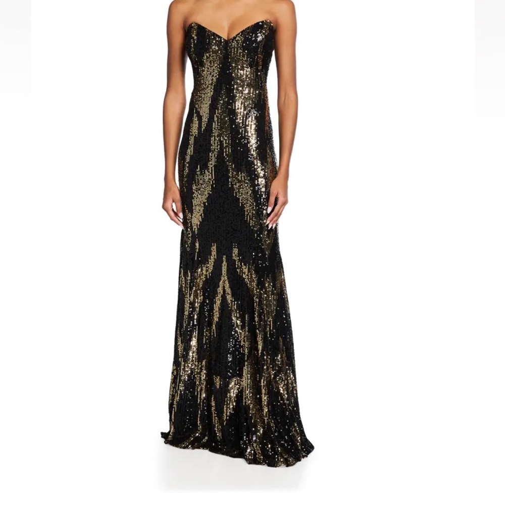 Jovani Strapless Sequined Floor-Length Gown